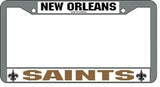 New Orleans Saints License Plate Frame Chrome