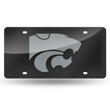 Kansas State Wildcats License Plate Laser Cut Black and Silver Special Order - Team Fan Cave