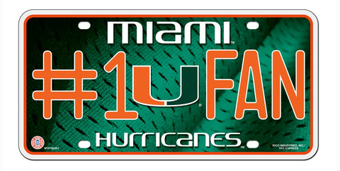 Miami Hurricanes License Plate #1 Fan - Team Fan Cave