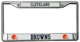 Cleveland Browns License Plate Frame Chrome Black Lettering