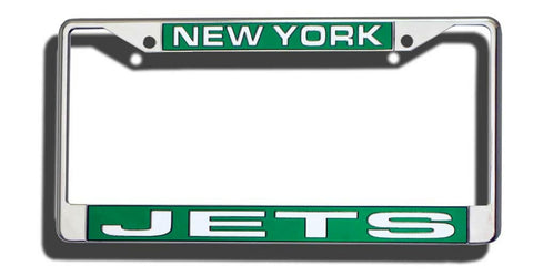 New York Jets License Plate Frame Laser Cut Chrome