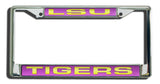 LSU Tigers License Plate Frame Laser Cut Chrome - Team Fan Cave