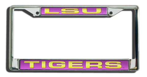 LSU Tigers License Plate Frame Laser Cut Chrome - Team Fan Cave