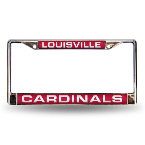 Louisville Cardinals License Plate Frame Laser Cut Chrome Special Order - Team Fan Cave