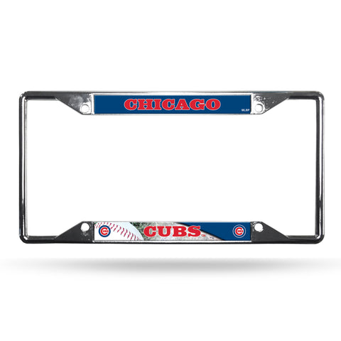 Chicago Cubs License Plate Frame Chrome EZ View - Team Fan Cave
