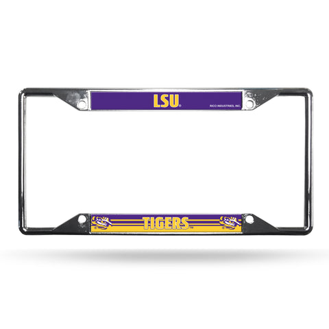 LSU Tigers License Plate Frame Chrome EZ View - Team Fan Cave
