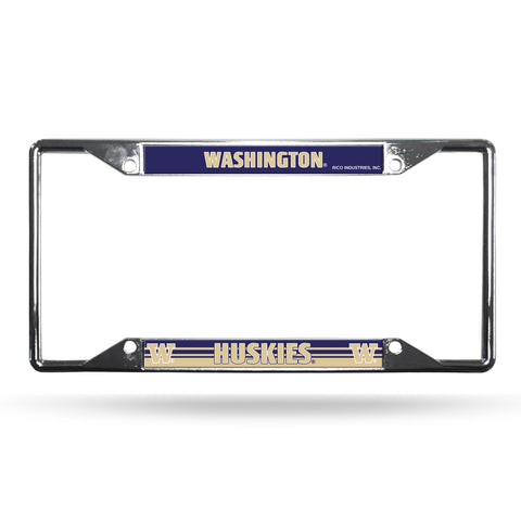 Washington Huskies License Plate Frame Chrome EZ View - Special Order - Team Fan Cave