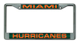 Miami Hurricanes License Plate Frame Laser Cut Chrome - Team Fan Cave