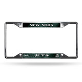 New York Jets License Plate Frame Chrome EZ View - Team Fan Cave