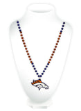 Denver Broncos Beads with Medallion Mardi Gras Style - Team Fan Cave