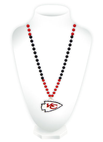 Kansas City Chiefs Beads with Medallion Mardi Gras Style