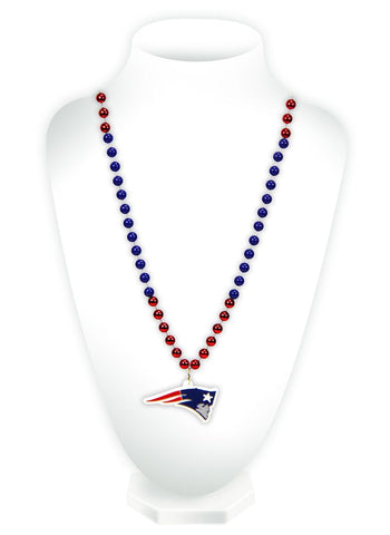 New England Patriots Beads with Medallion Mardi Gras Style - Team Fan Cave