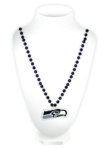 Seattle Seahawks Beads with Medallion Mardi Gras Style - Team Fan Cave