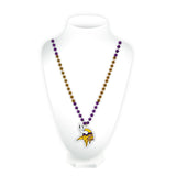 Minnesota Vikings Beads with Medallion Mardi Gras Style - Team Fan Cave