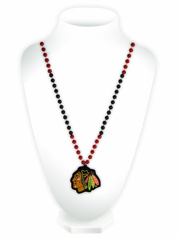 Chicago Blackhawks Beads with Medallion Mardi Gras Style - Special Order