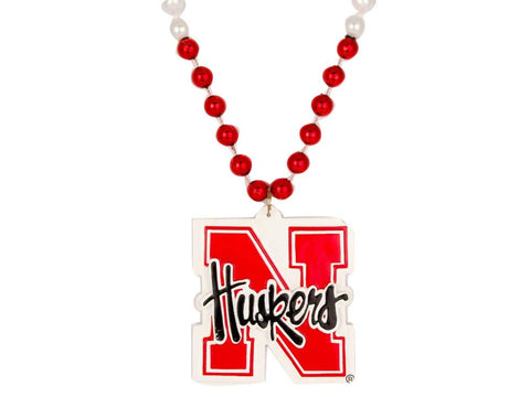 Nebraska Cornhuskers Mardi Gras Beads with Medallion - Team Fan Cave