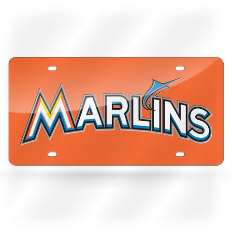 Miami Marlins License Plate Laser Cut Light Orange - Special Order - Team Fan Cave