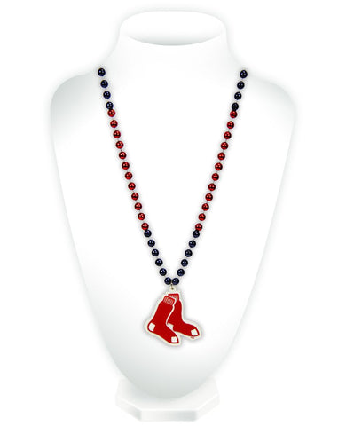 Boston Red Sox Beads with Medallion Mardi Gras Style - Team Fan Cave