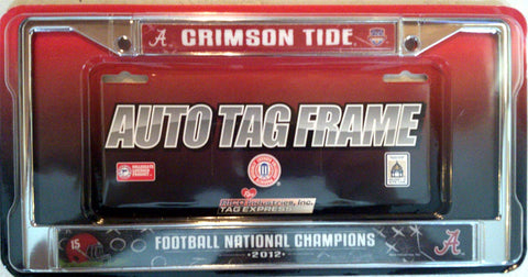 Alabama Crimson Tide License Plate Frame Chrome 2012 National Champ - Team Fan Cave