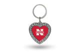 Nebraska Cornhuskers Keychain - Rhinestone Heart - Team Fan Cave
