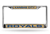 Kansas City Royals License Plate Frame Laser Cut Chrome Tan - Special Order - Team Fan Cave