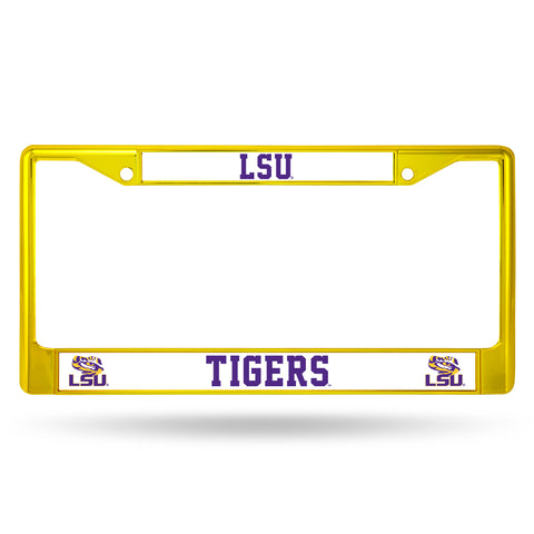 LSU Tigers License Plate Frame Metal Yellow - Team Fan Cave