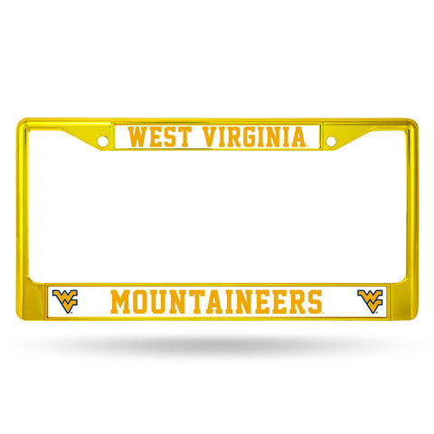 West Virginia Mountaineers License Plate Frame Metal Yellow - Team Fan Cave