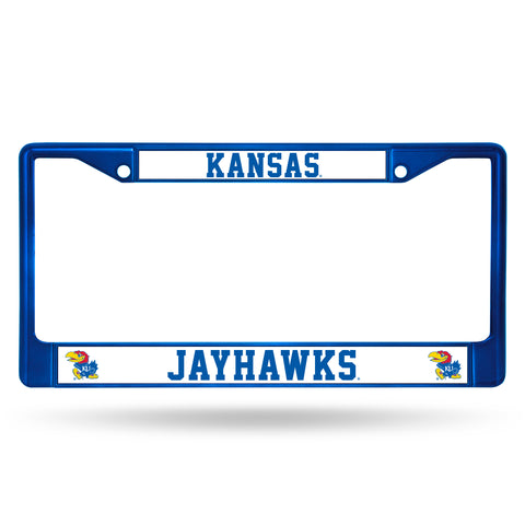 Kansas Jayhawks License Plate Frame Metal Blue - Team Fan Cave