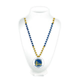 Golden State Warriors Beads with Medallion Mardi Gras Style