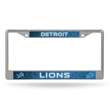 Detroit Lions License Plate Frame Chrome Printed Insert