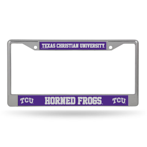 TCU Horned Frogs License Plate Frame Chrome Printed Insert