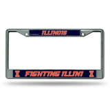 Illinois Fighting Illini License Plate Frame Chrome Printed Insert