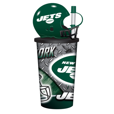 New York Jets Helmet Cup 32oz Plastic with Straw-0