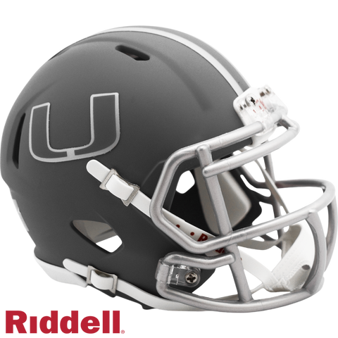 Miami Hurricanes Helmet Riddell Replica Mini Speed Style Slate Alternate-0