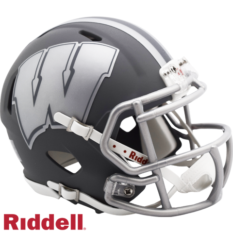 Wisconsin Badgers Helmet Riddell Replica Mini Speed Style Slate Alternate-0