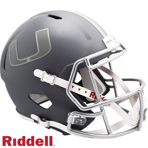 Miami Hurricanes Helmet Riddell Replica Full Size Speed Style Slate Alternate-0