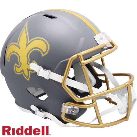 New Orleans Saints Helmet Riddell Replica Full Size Speed Style Slate Alternate-0