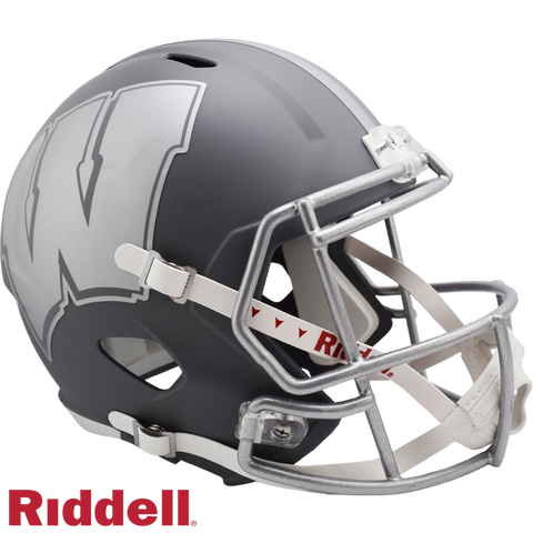 Wisconsin Badgers Helmet Riddell Replica Full Size Speed Style Slate Alternate-0